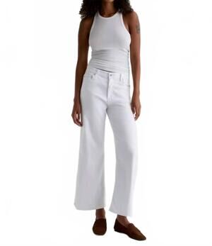 NEW AG JEANS saige wide leg crop jeans in gallery white